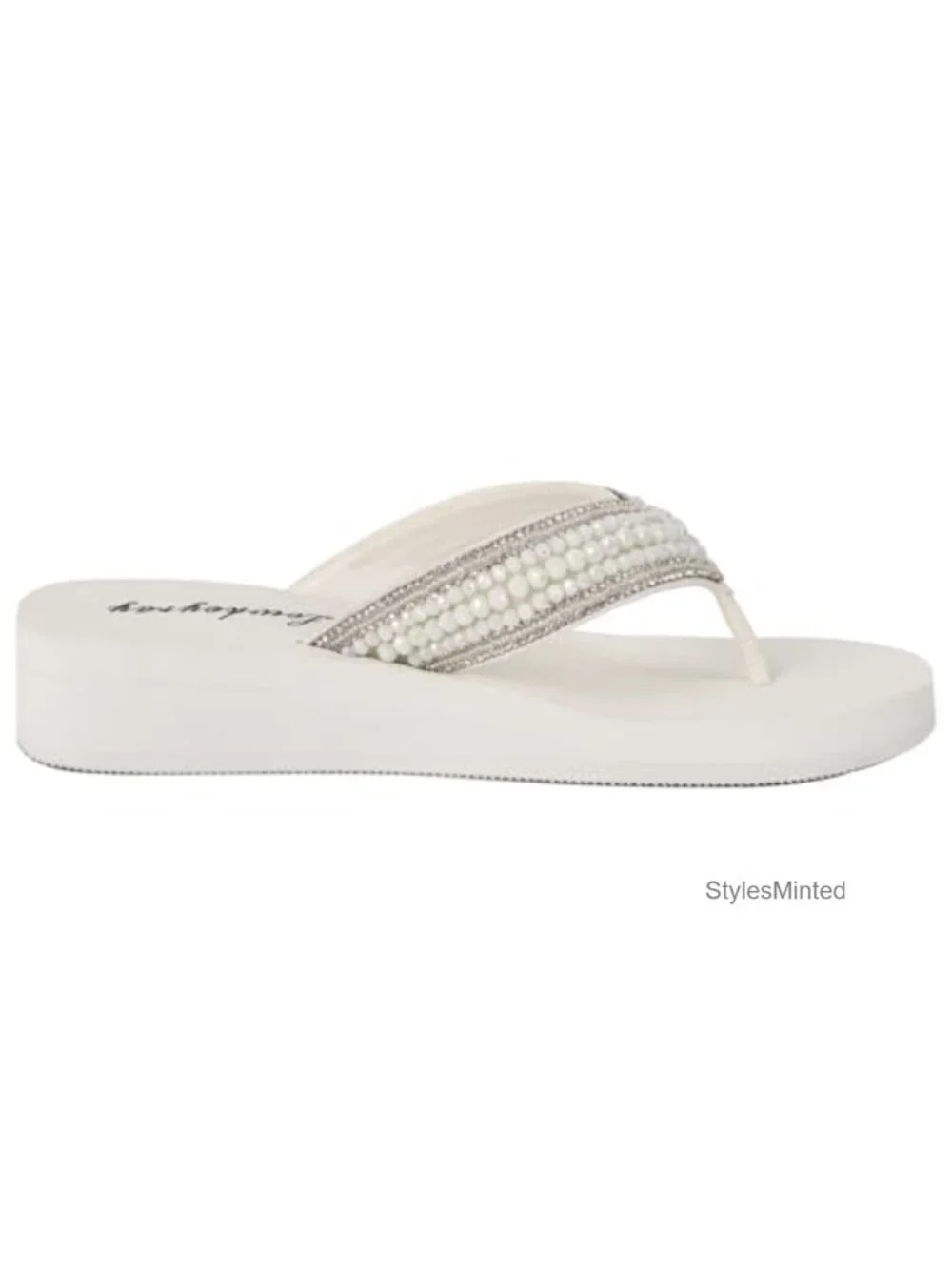Rhinestone Platform Wedge Flip Flops Sandals - Yoga Foam Comfort